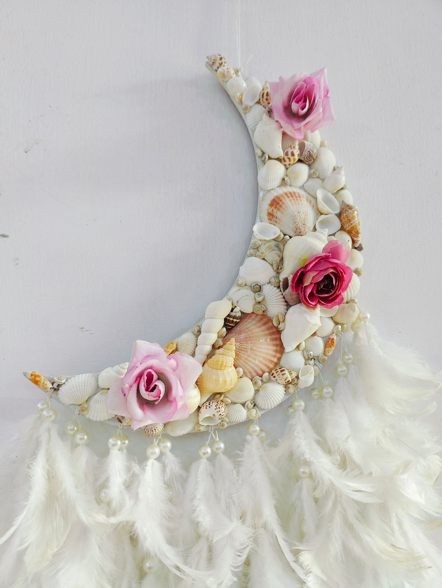 Lavender Bliss Floral Moonlit Dream Catcher 34inch - Shellkrafts