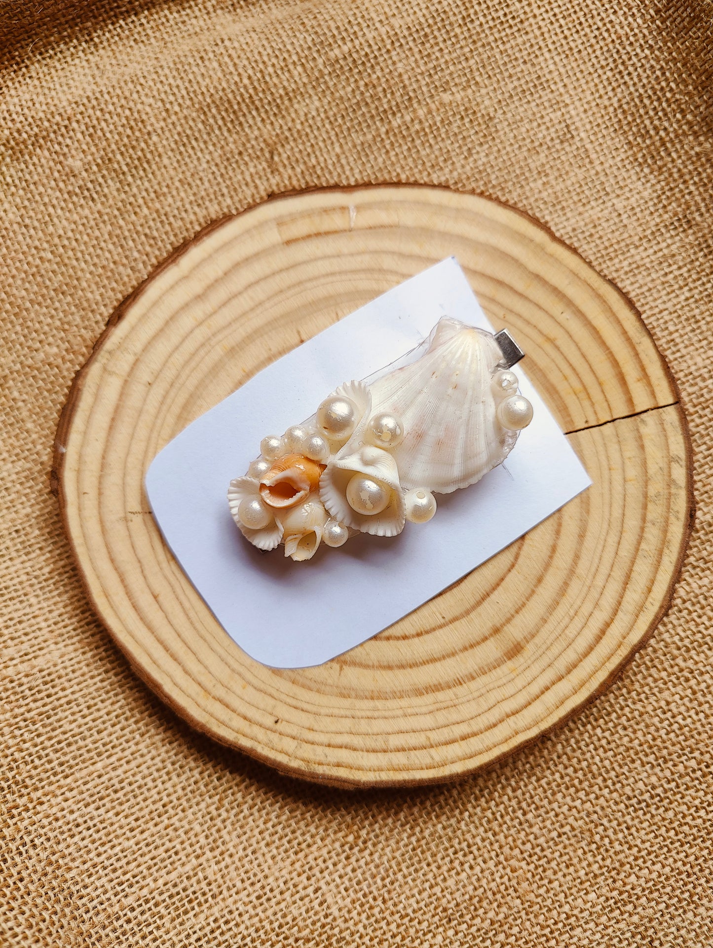 Charm Seashell & Pearl Hair Clip – Handcrafted - Shellkrafts