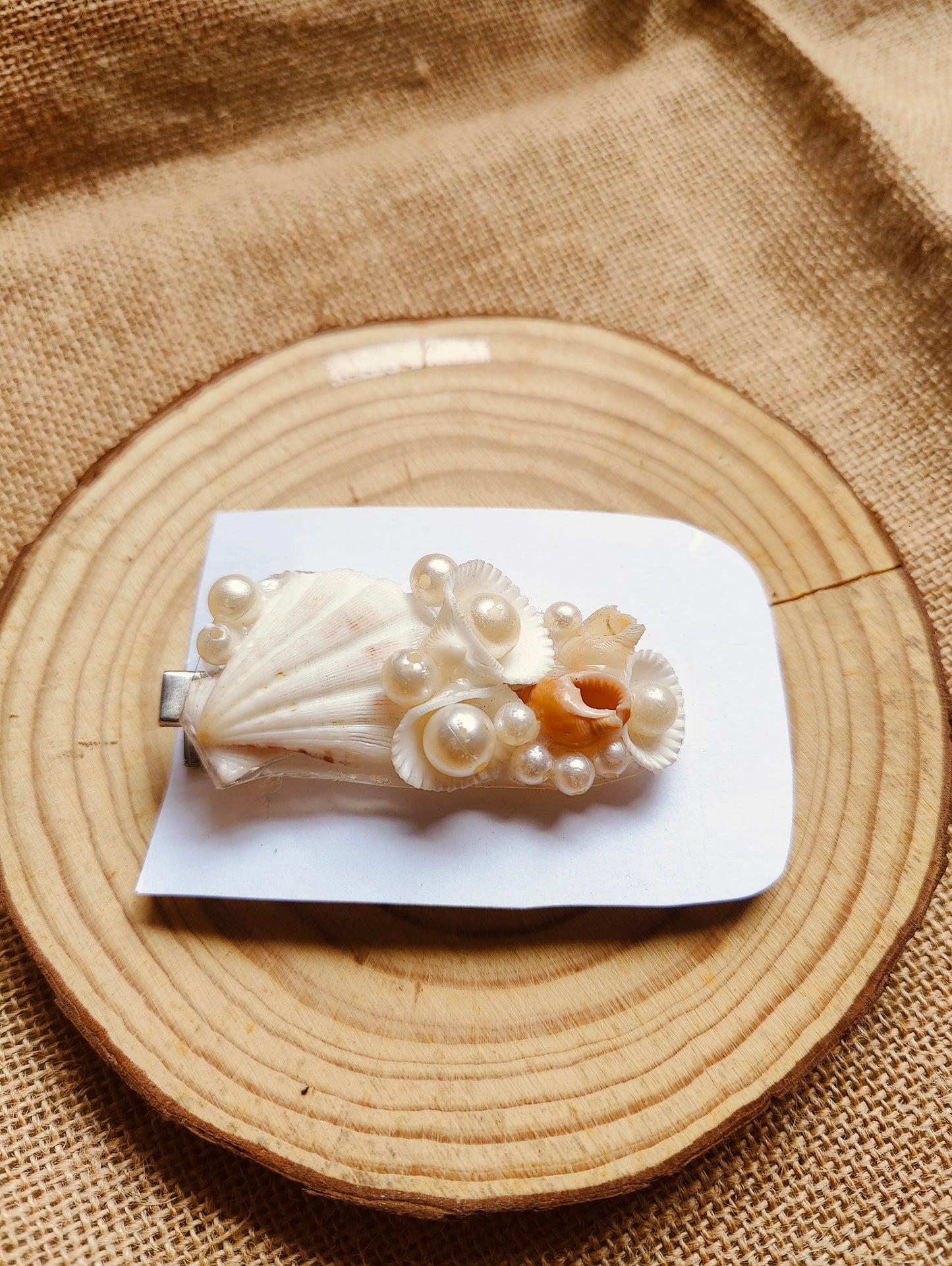 Charm Seashell & Pearl Hair Clip – Handcrafted - Shellkrafts
