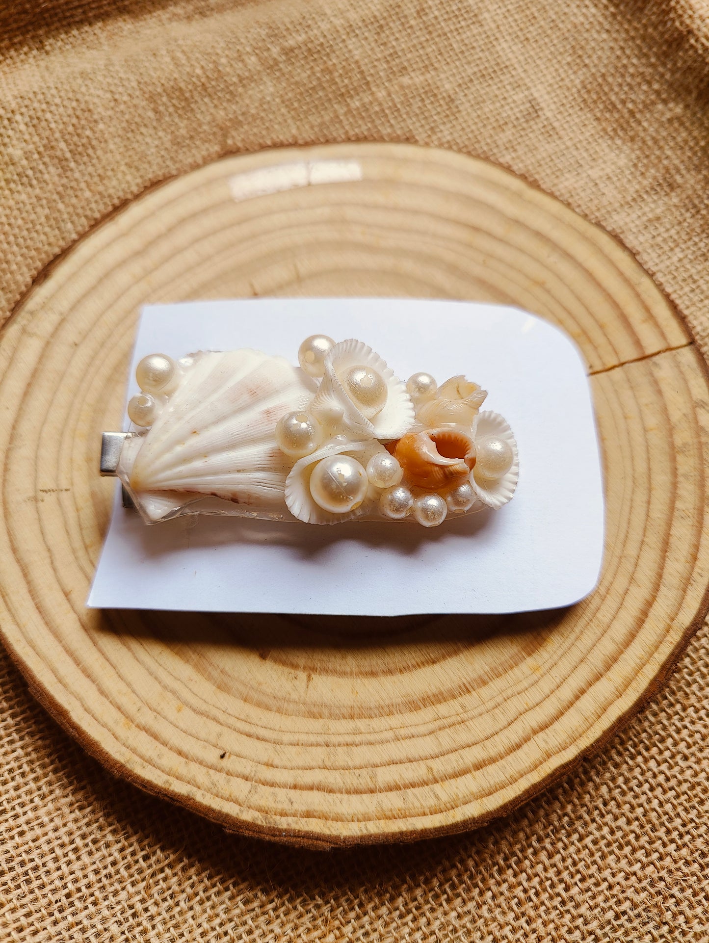 Charm Seashell & Pearl Hair Clip – Handcrafted - Shellkrafts