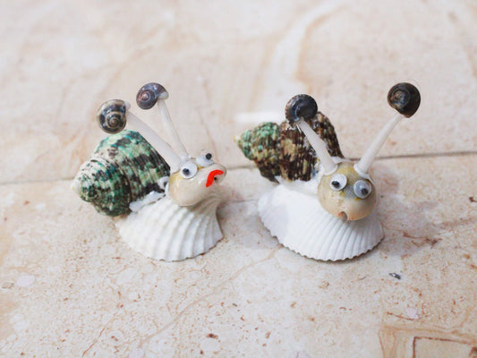 Whimsical Sea Shell Snail Sculpture - Shellkrafts
