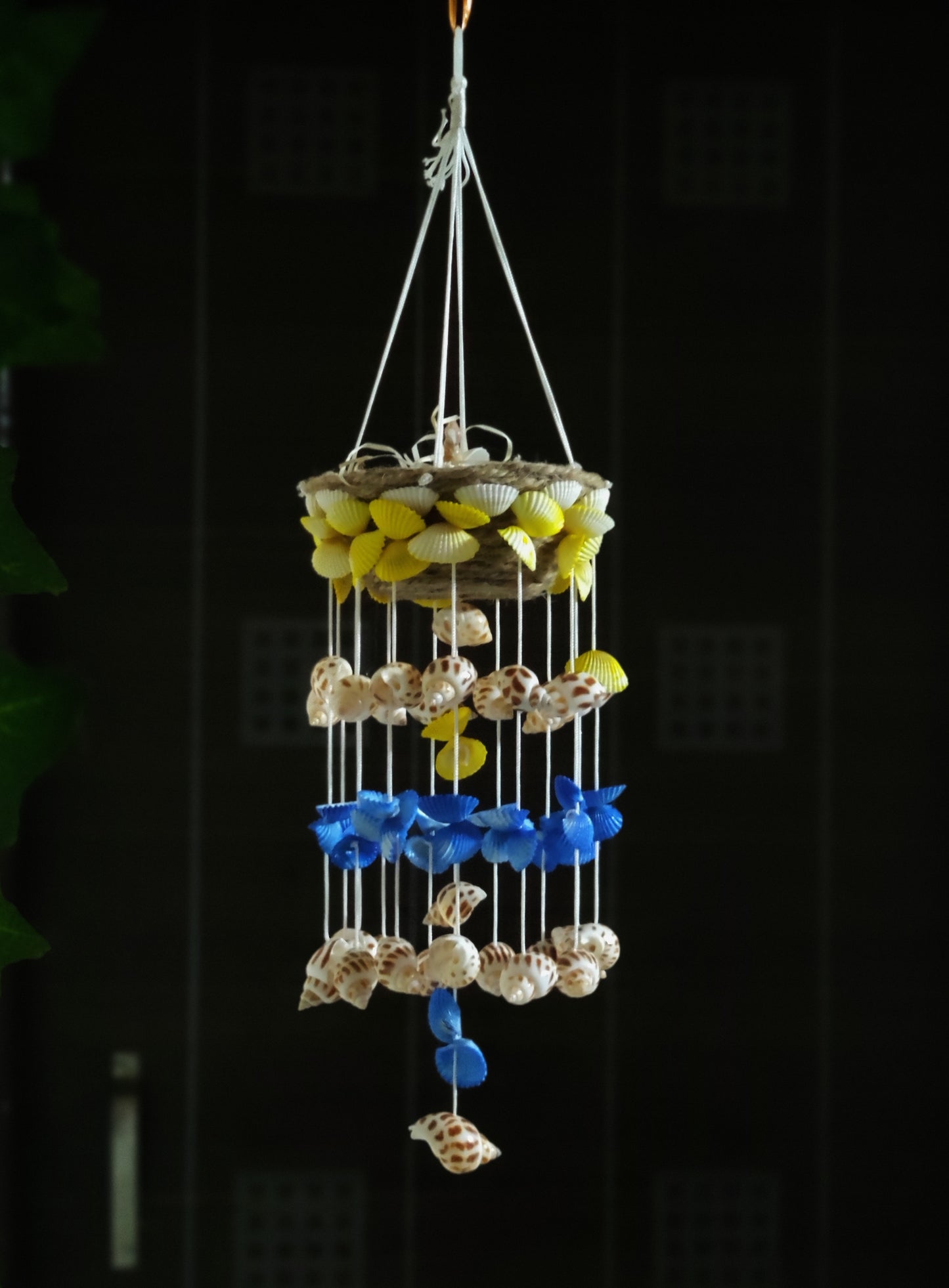 Mini shell windchime with bird nest 15inch