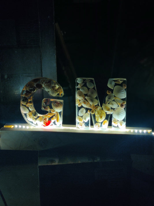 Personalized Seashell Resin LED Couple Alphabet with Names - Shellkrafts