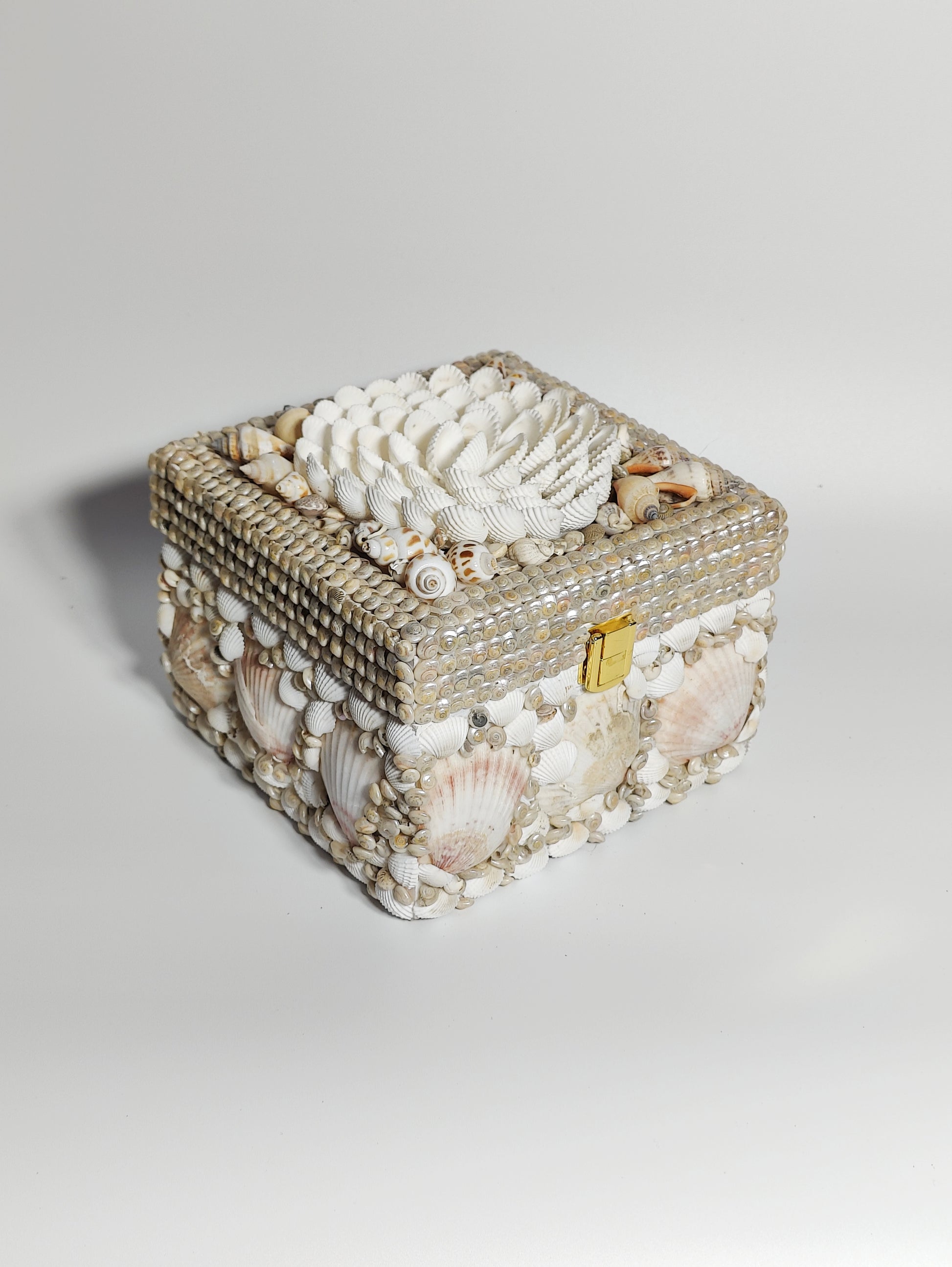 Wooden Sea shell Bohemian Jewel box 6X6 INCH - Shellkrafts