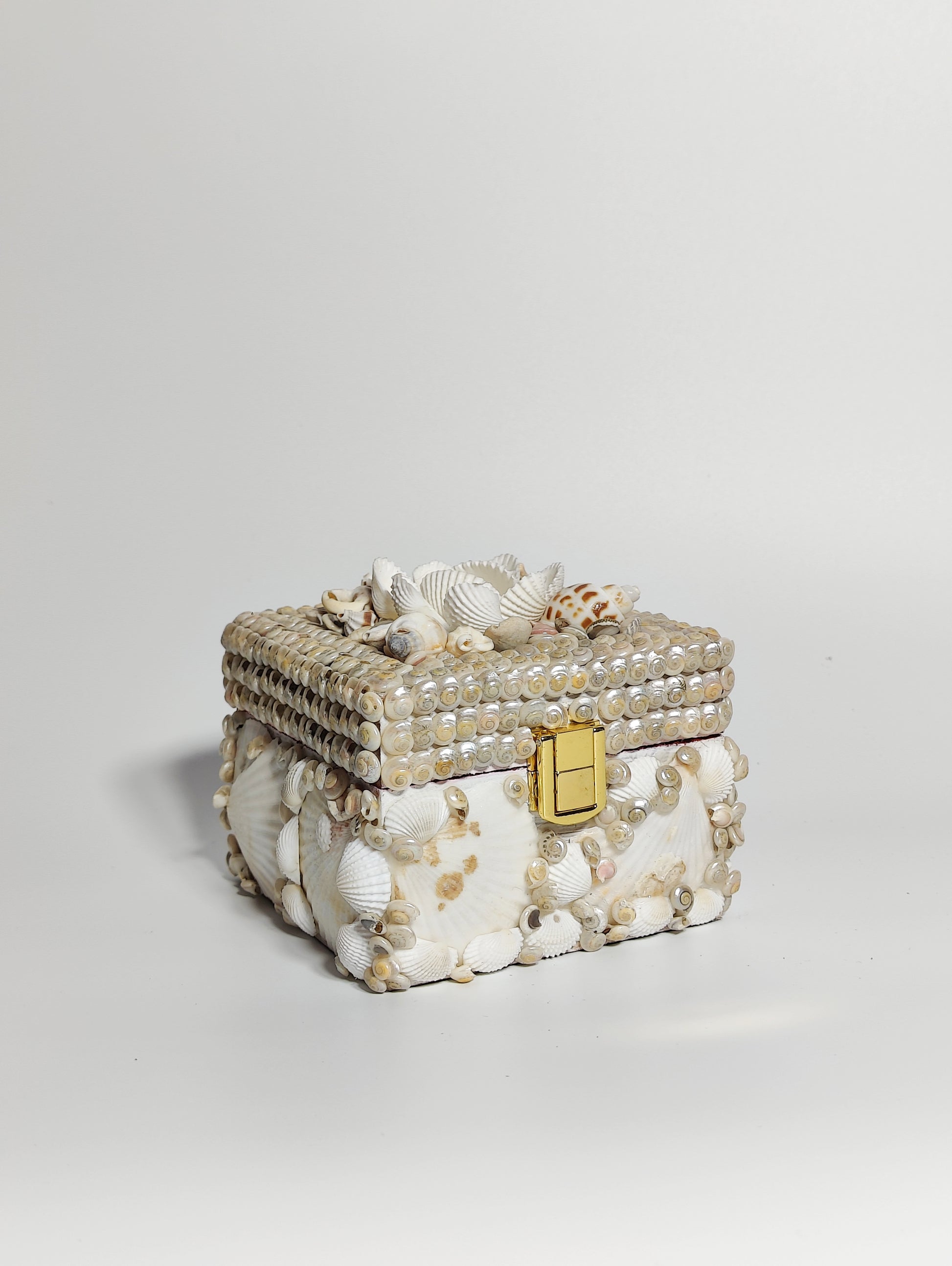 Wooden Sea shell Bohemian Jewel Box 4x4 inch - Shellkrafts