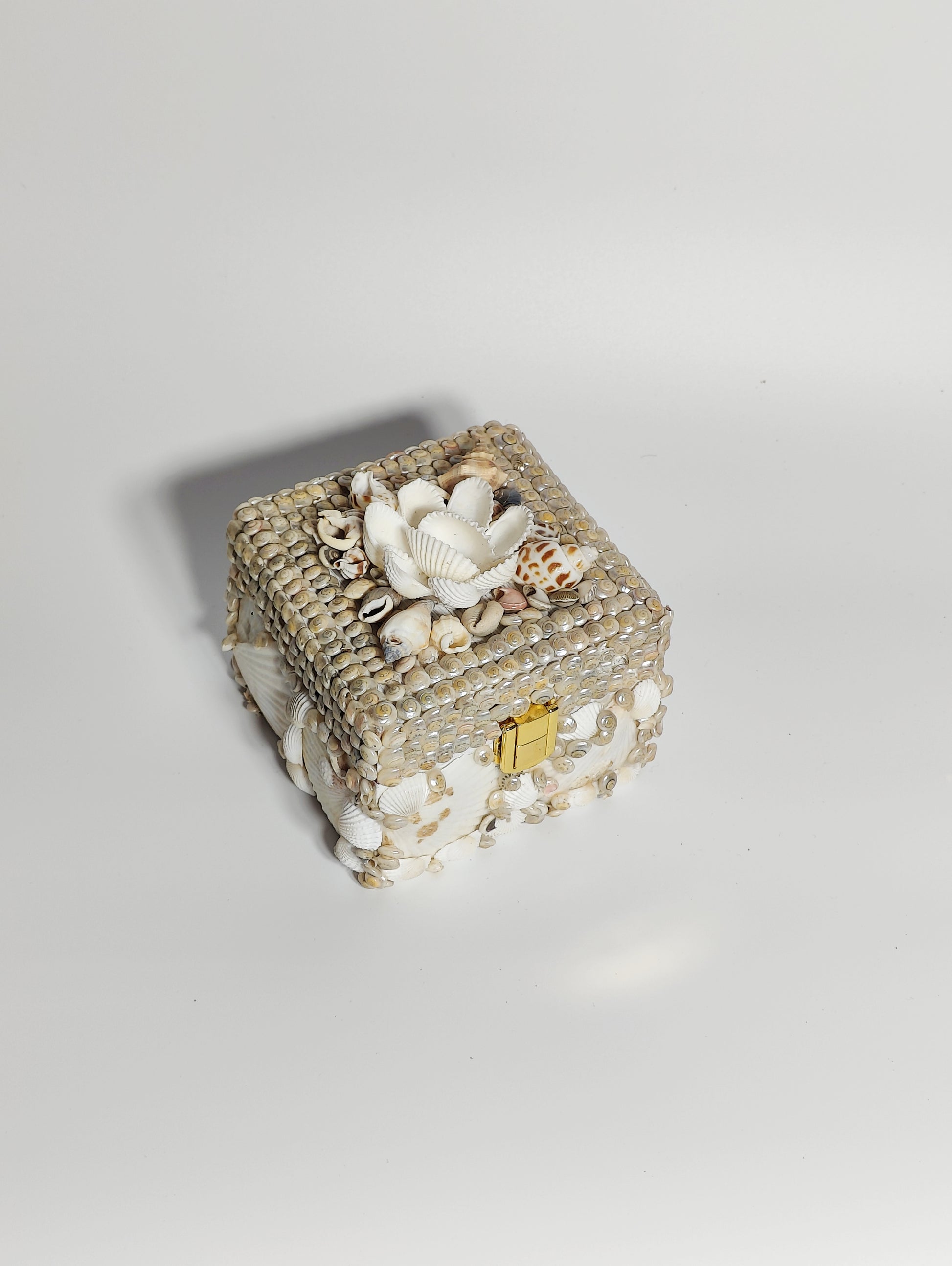 Wooden Sea shell Bohemian Jewel Box 4x4 inch - Shellkrafts