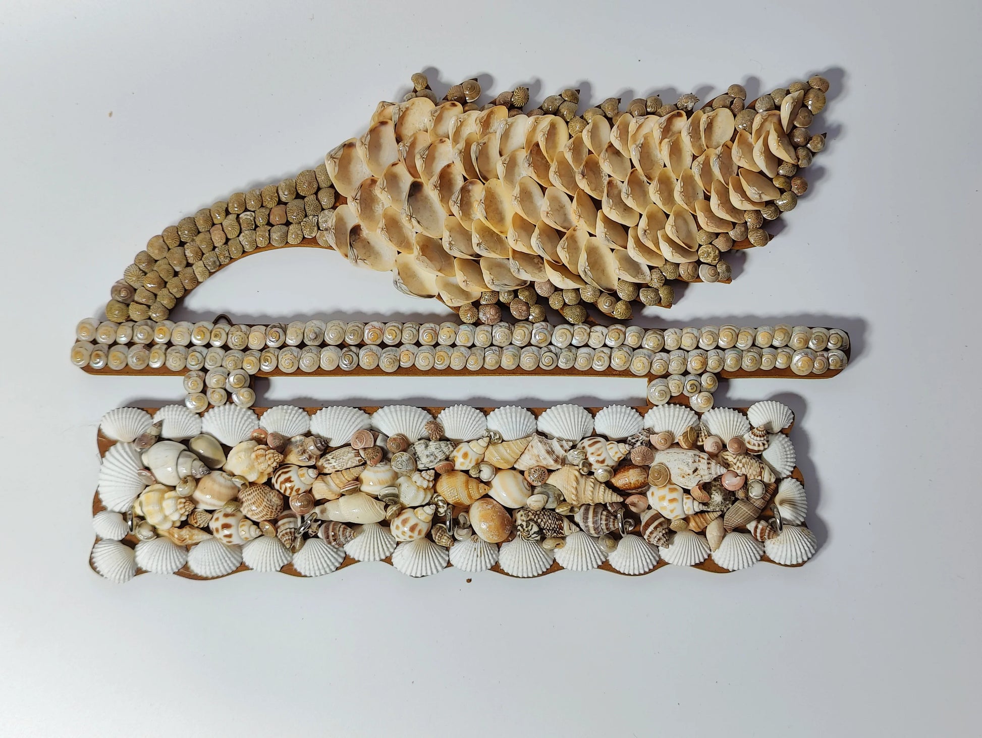Shellkrafts Sea shell wooden Key hanger 5 Hooks - Shellkrafts