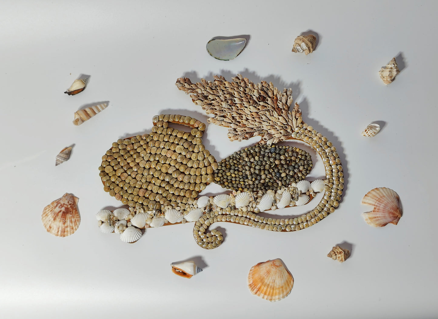Handcrafted Coastal Shell Mosaic Key Holder