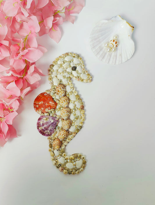 Handcrafted Seahorse Wall Art – Exquisite Seashell Décor 12 inch - Shellkrafts
