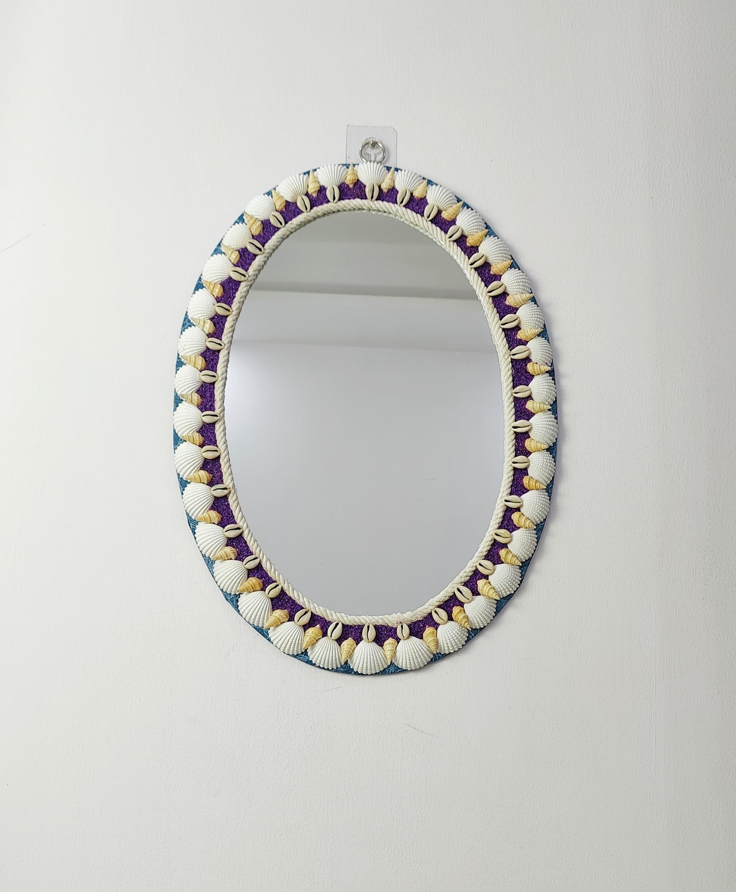 Sea shell Mirror-Purple sand and shells crafted 16x22inch