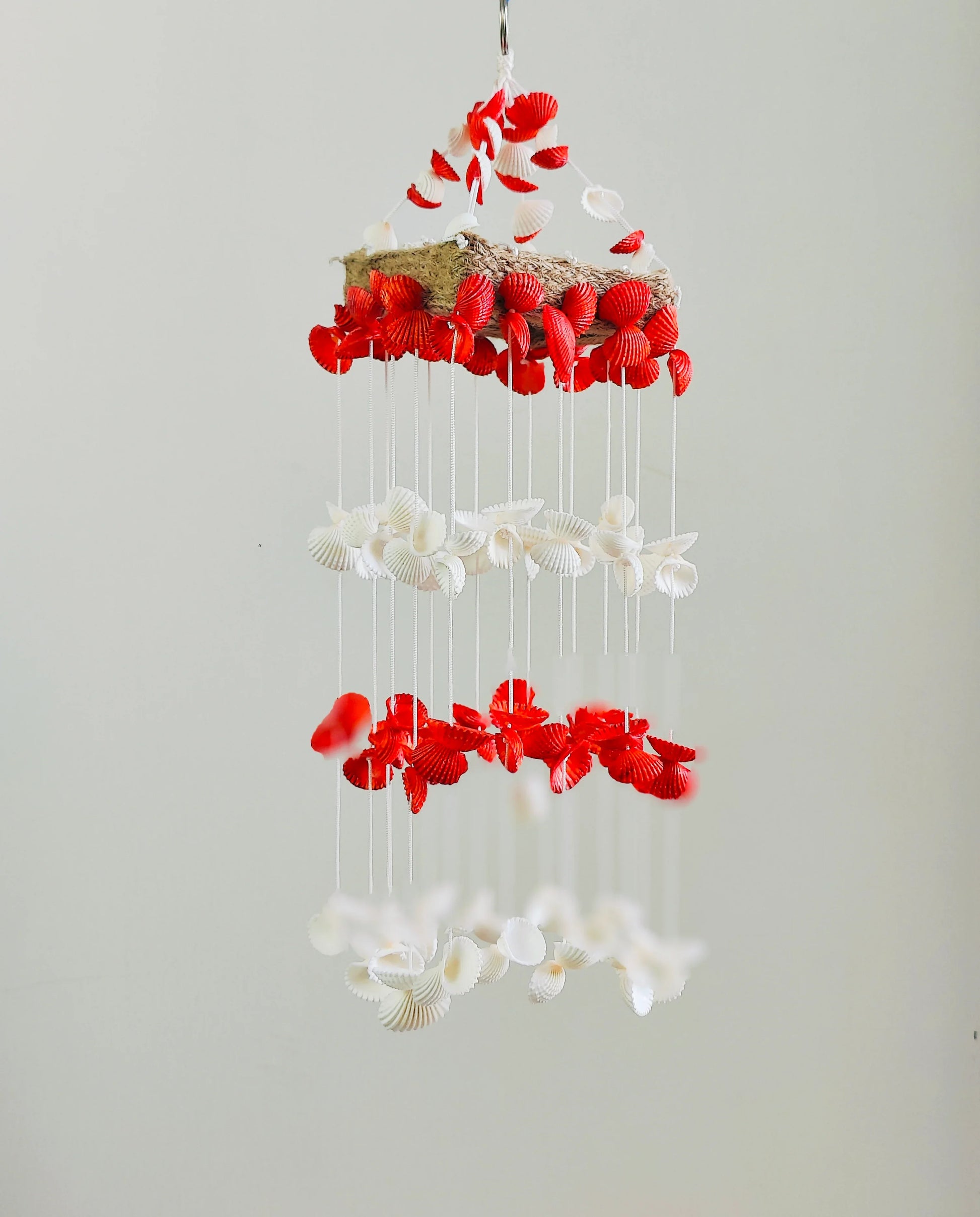 Red Mini sea shell Hanging for Home decor 15 inch - Shellkrafts