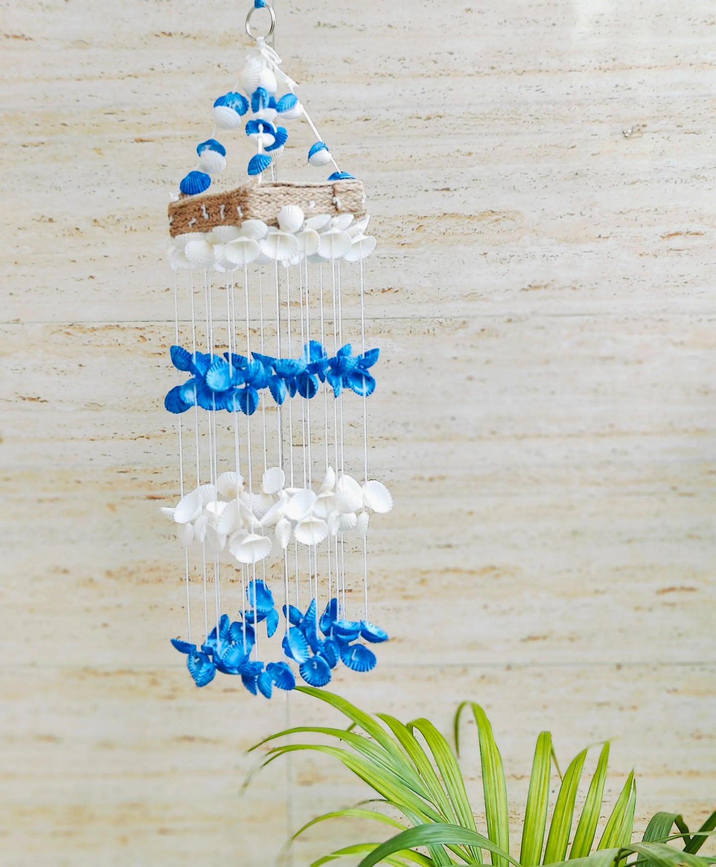 Blue Mini Sea shell Hanger for Home decor 15inch - Shellkrafts