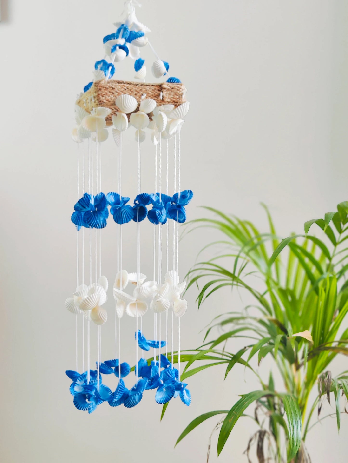 Blue Mini Sea shell Hanger for Home decor 15inch - Shellkrafts
