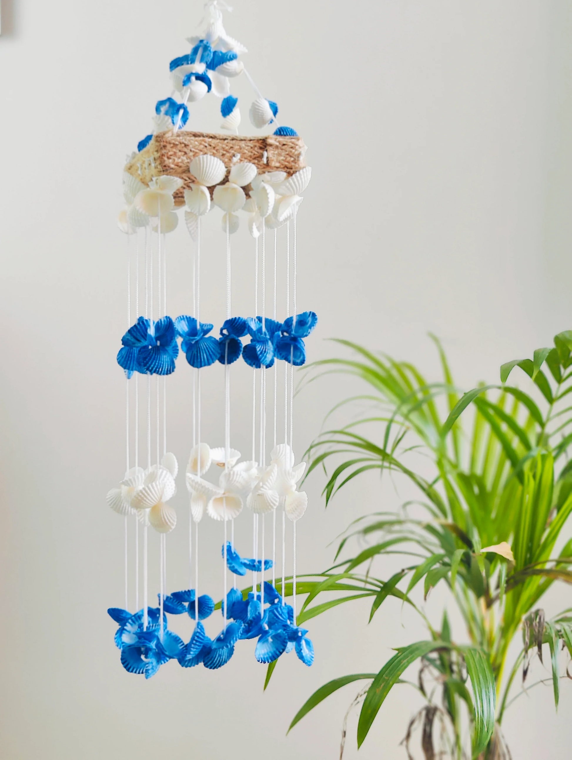 Blue Mini Sea shell Hanger for Home decor 15inch - Shellkrafts