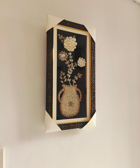 Handcrafted Seashell Flower Art in Decorative Frame - Shellkrafts