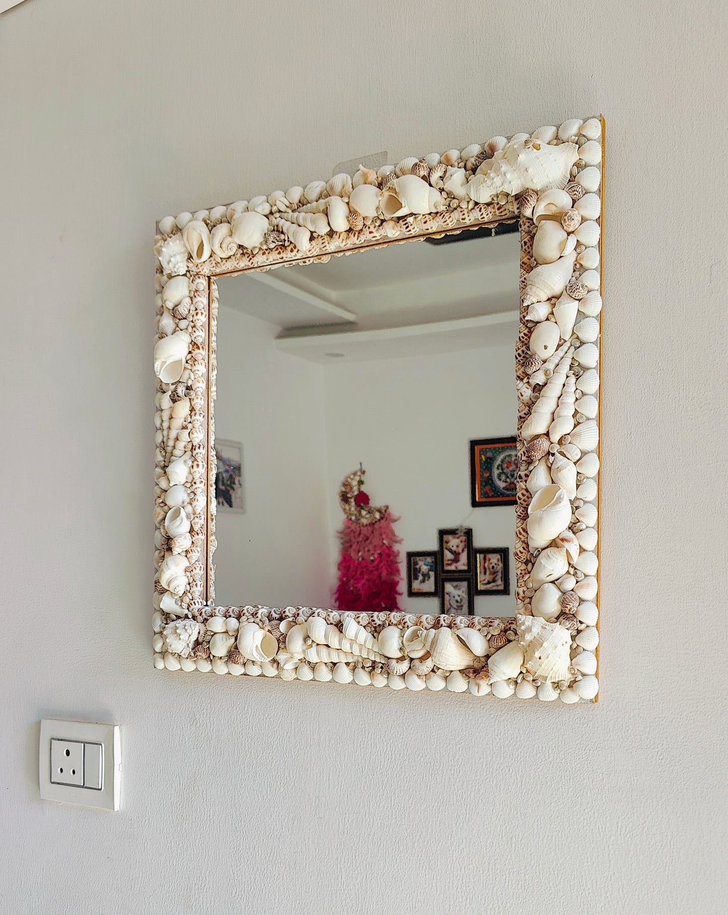 Handcrafted Seashell Square Mirror 18x18inch