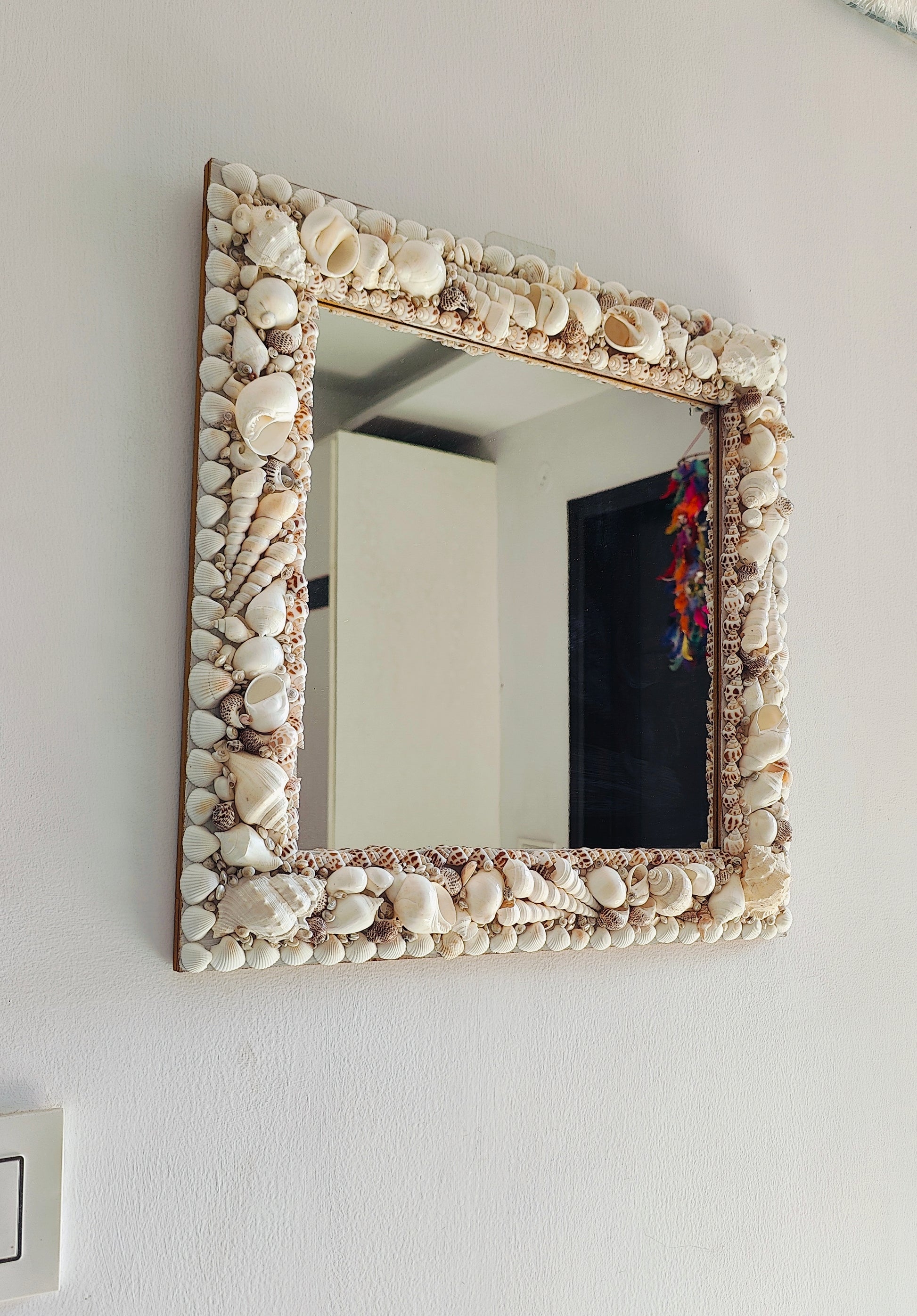 Handcrafted Seashell Square Mirror 18x18inch - Shellkrafts