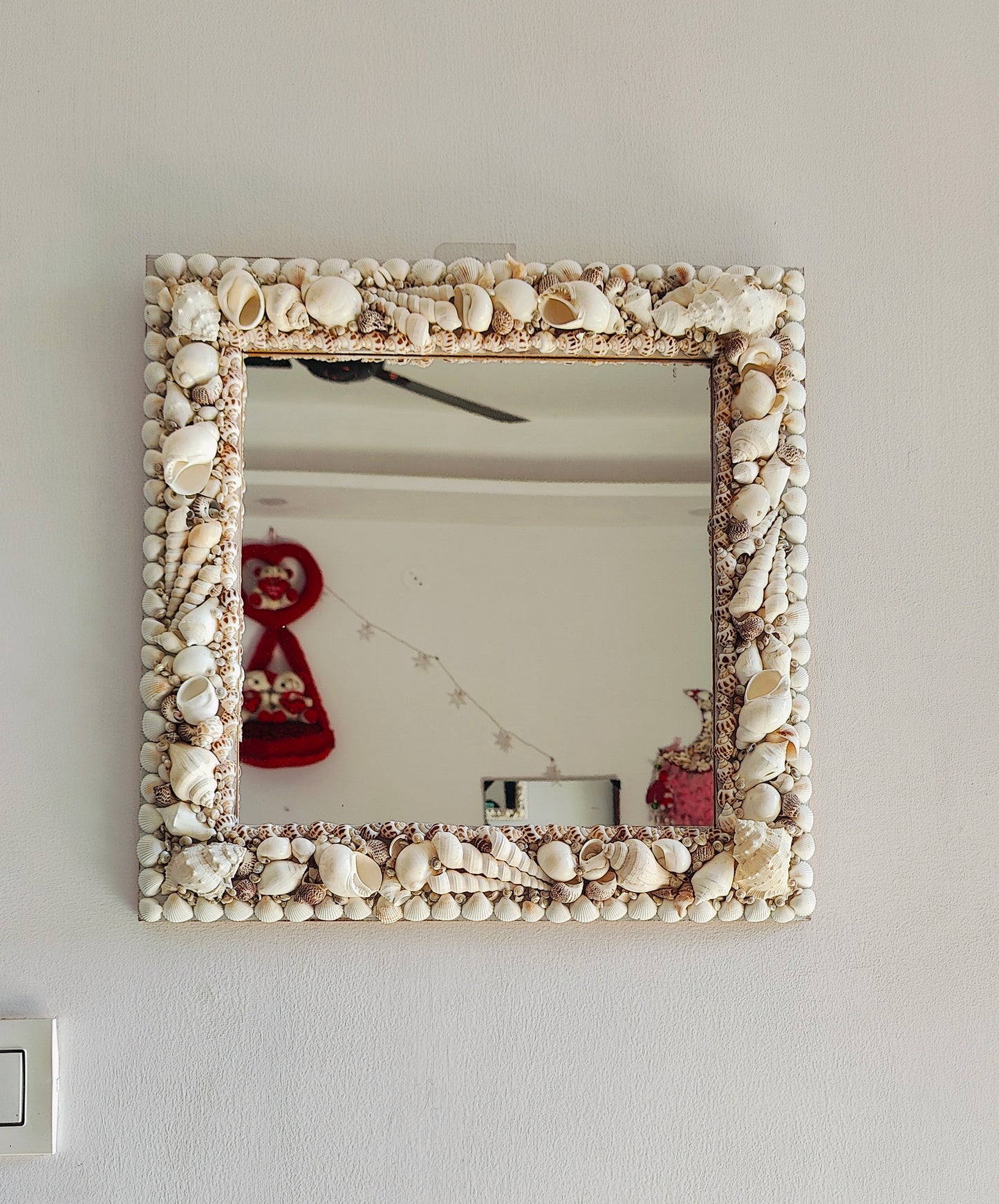 Handcrafted Seashell Square Mirror 18x18inch