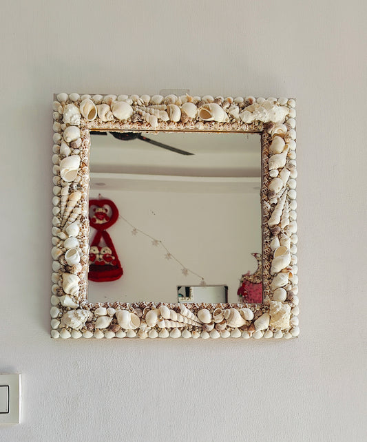 Handcrafted Seashell Square Mirror 18x18inch - Shellkrafts