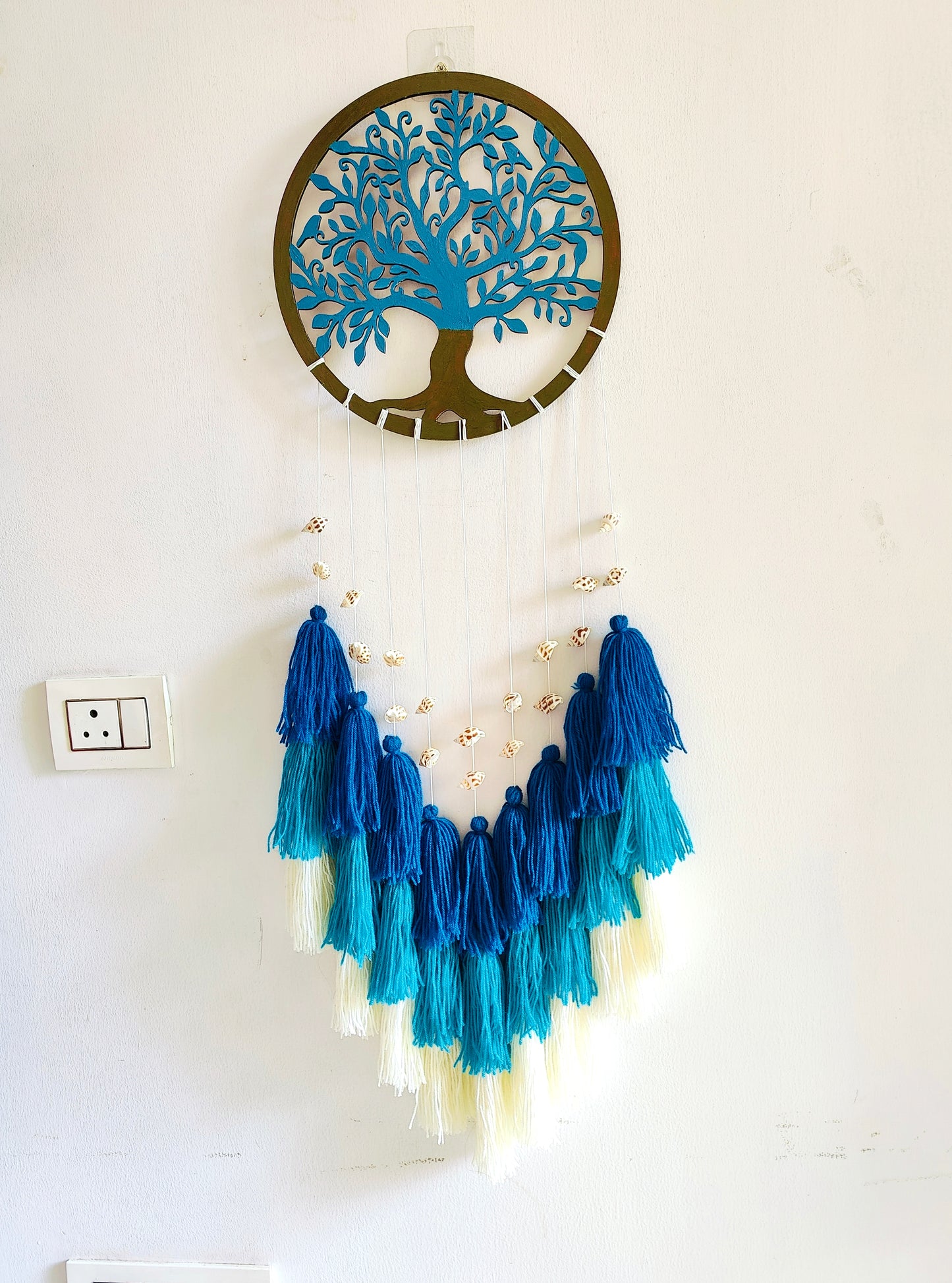Handcrafted Tree of Life Wall Hanging with Tassels & Seashells – Boho Macramé Home Décor - Shellkrafts