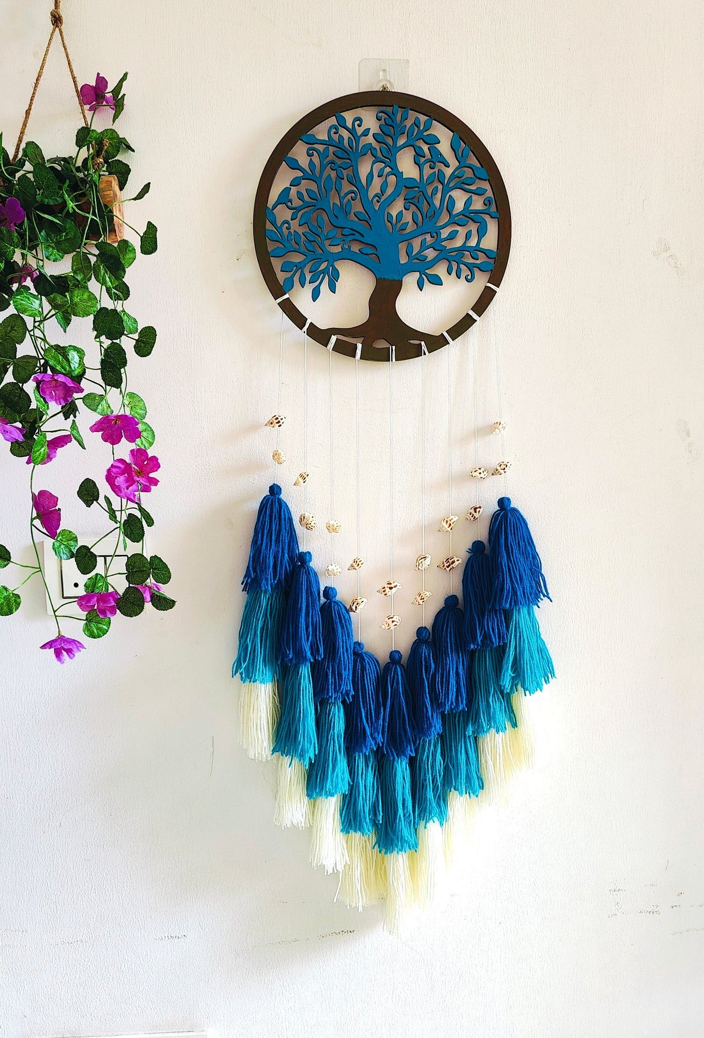Handcrafted Tree of Life Wall Hanging with Tassels & Seashells – Boho Macramé Home Décor - Shellkrafts