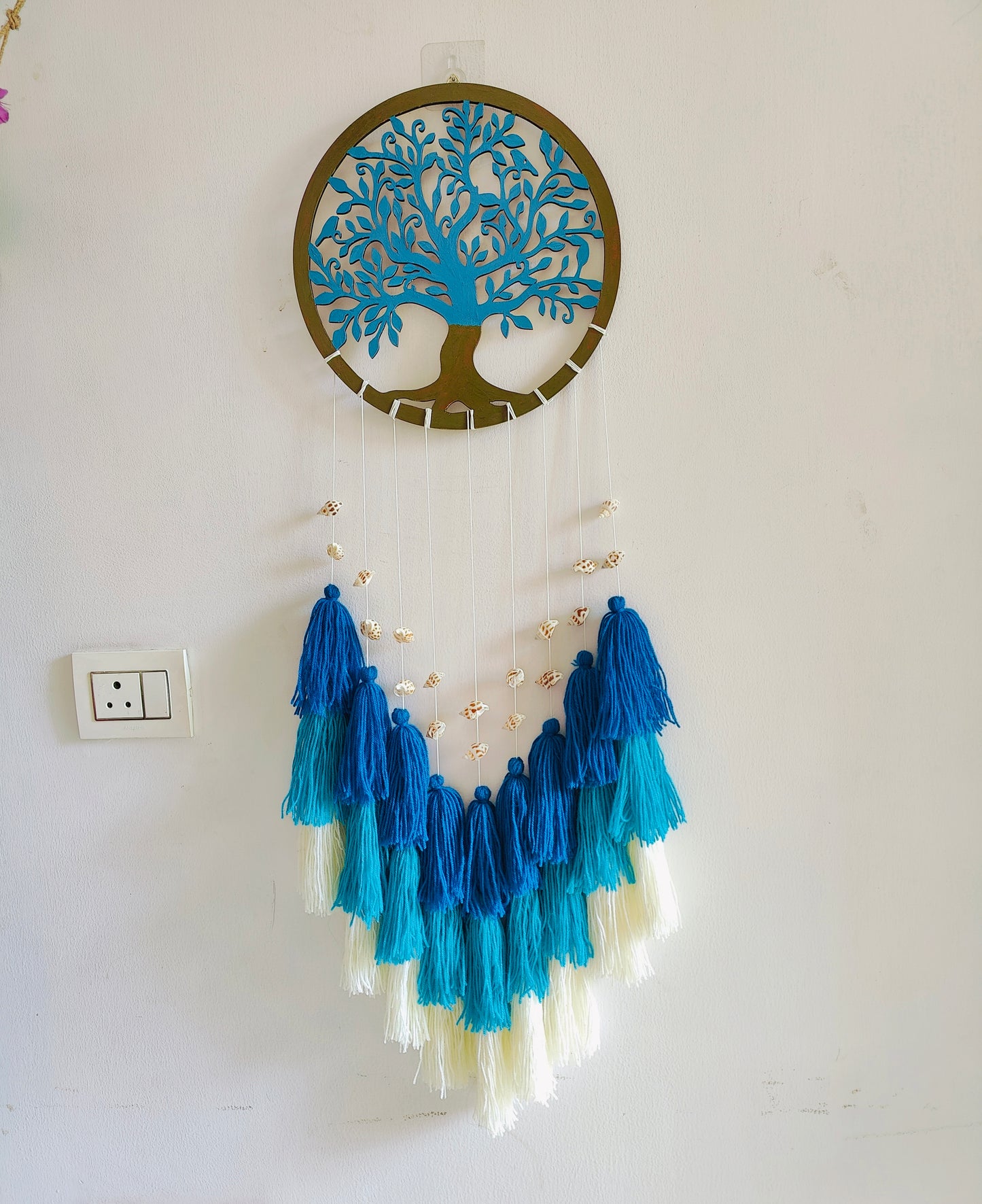 Handcrafted Tree of Life Wall Hanging with Tassels & Seashells – Boho Macramé Home Décor - Shellkrafts