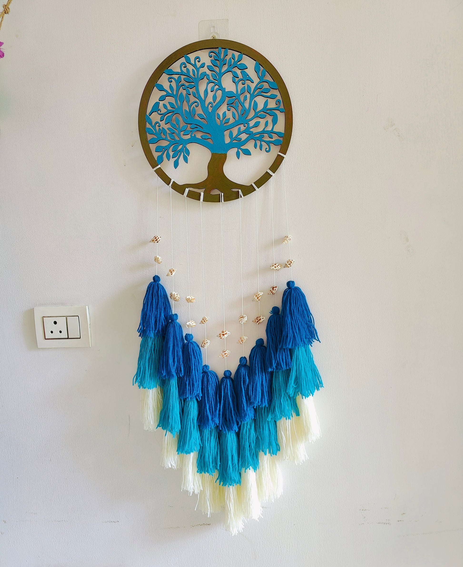 Handcrafted Tree of Life Wall Hanging with Tassels & Seashells – Boho Macramé Home Décor - Shellkrafts