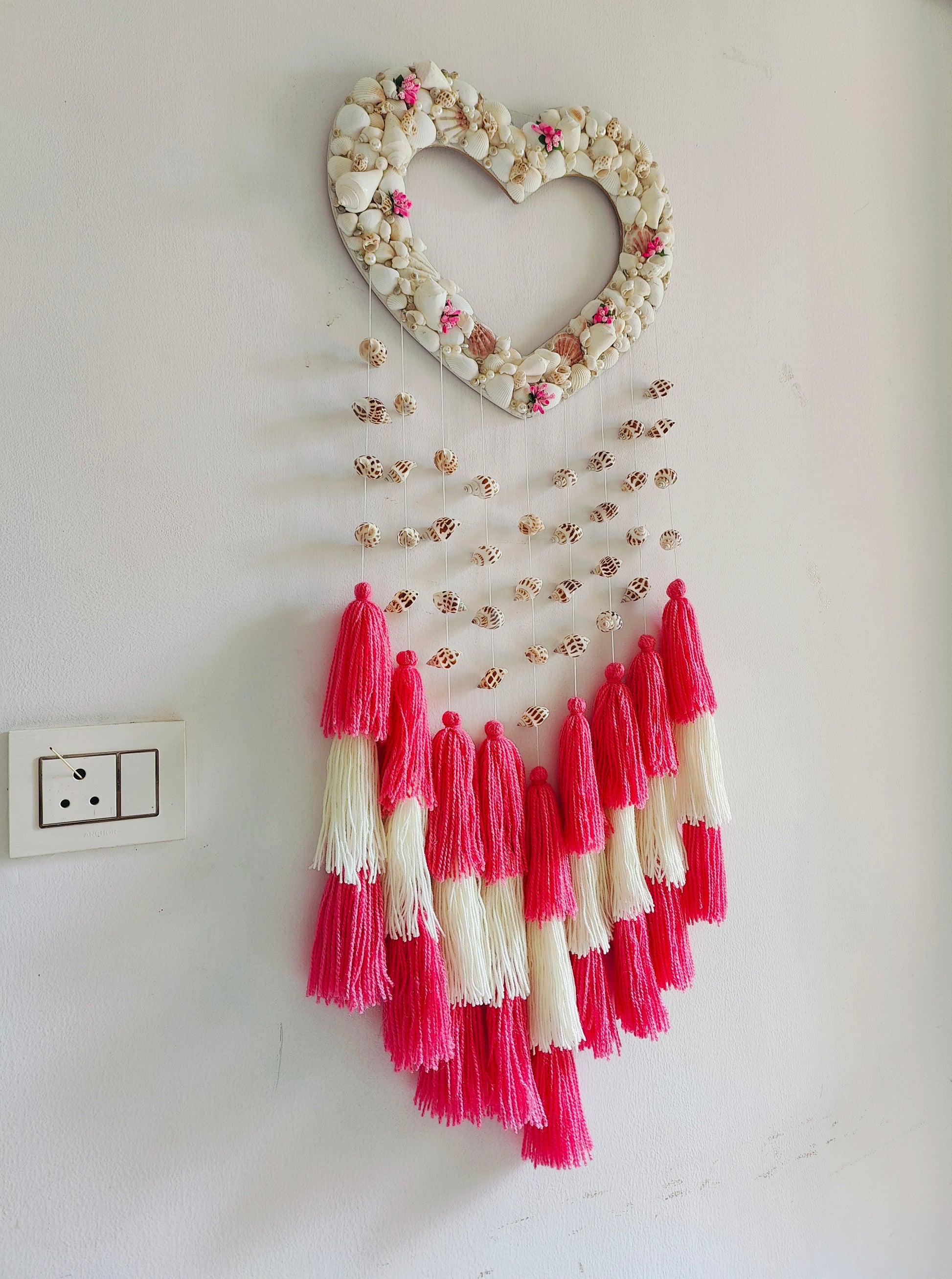 Coastal Heart Boho Wall Hanging – Handmade Seashell DreamCatcher - Shellkrafts