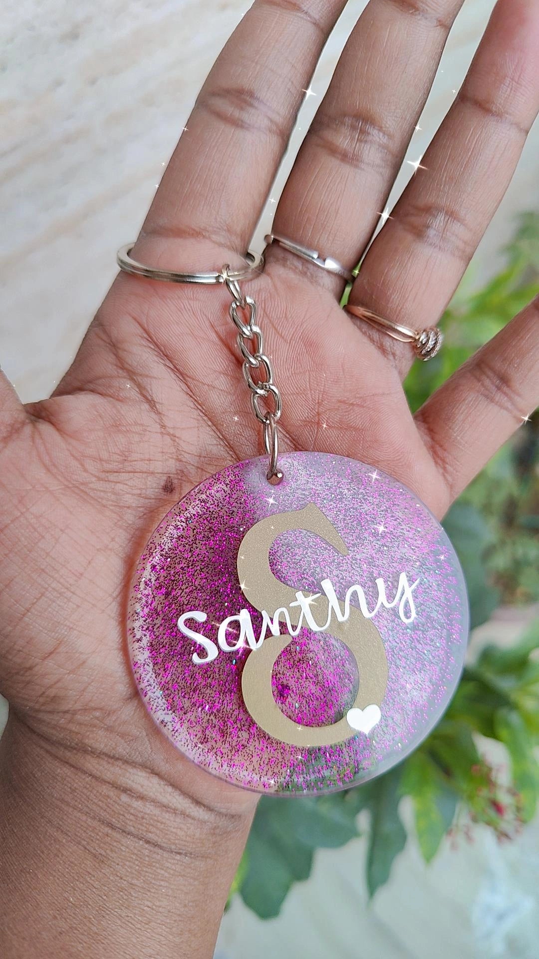 Personalized Resin Keychain - Custom Name Initial Keyring - Shellkrafts