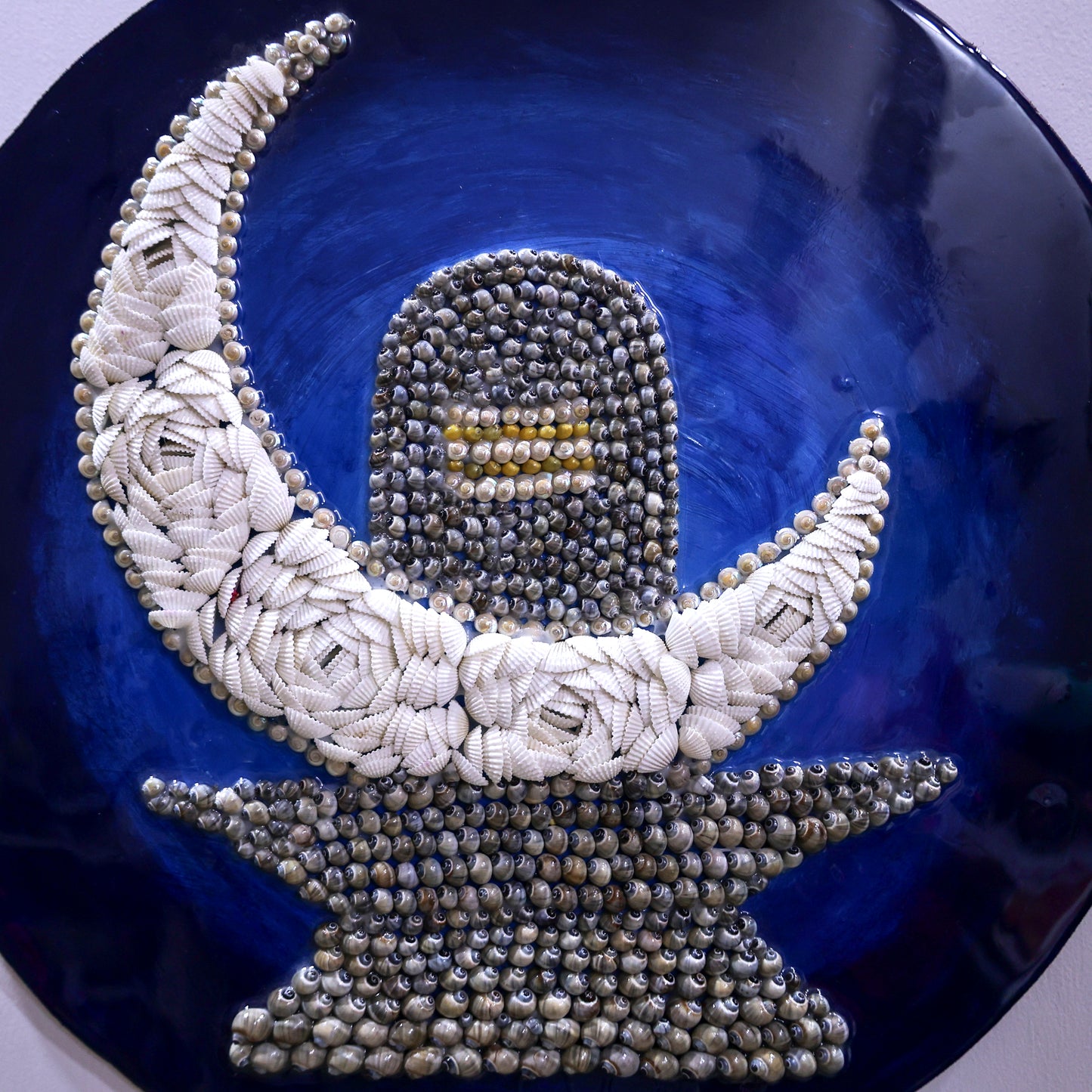 Shiva Lingam Shell Art Plate – Handcrafted Sea Shell Wall Decor 24Inch - Shellkrafts