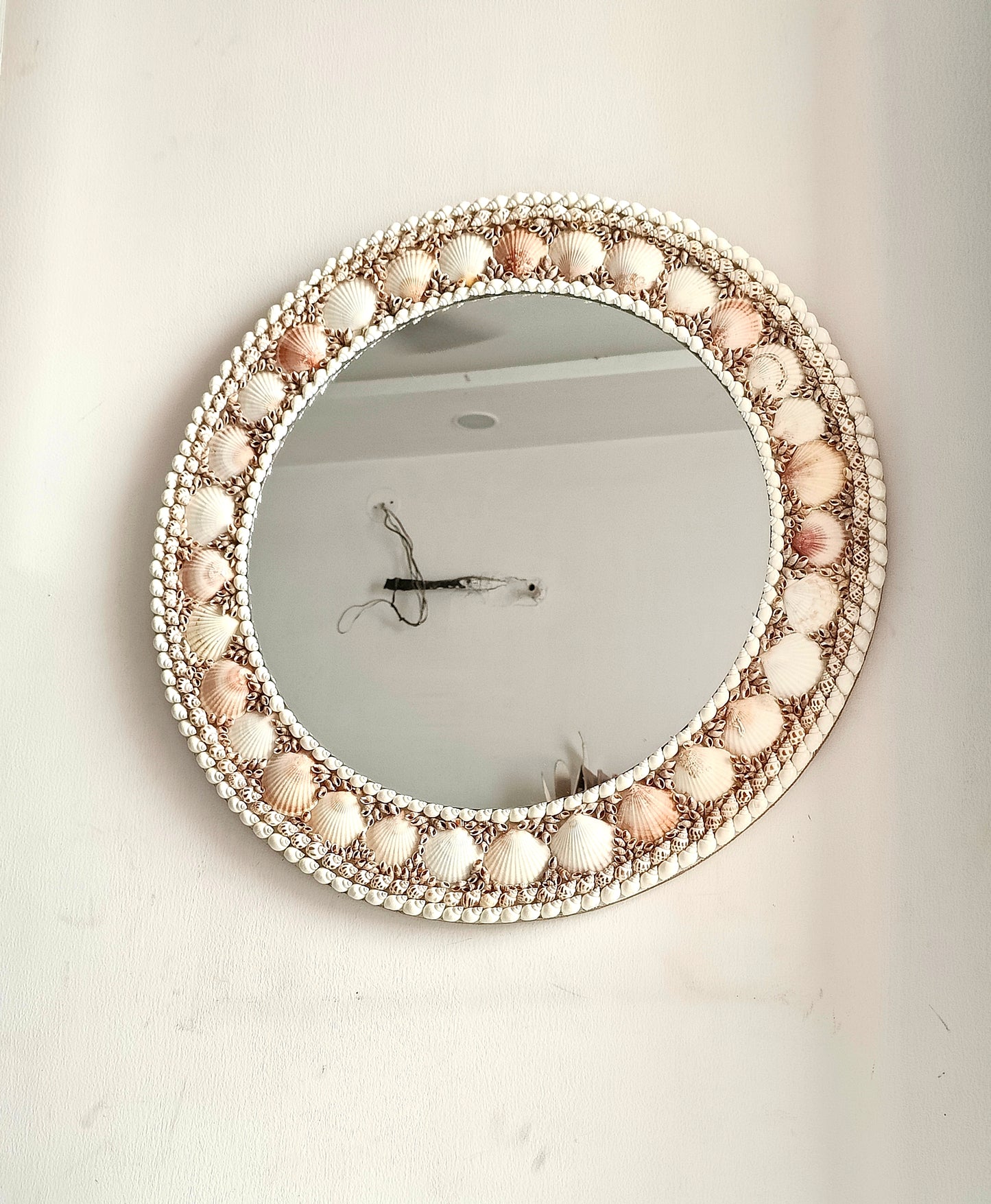 Coastal Charm Handcrafted Shell Mirror – Round Wall Decor 2ft - Shellkrafts