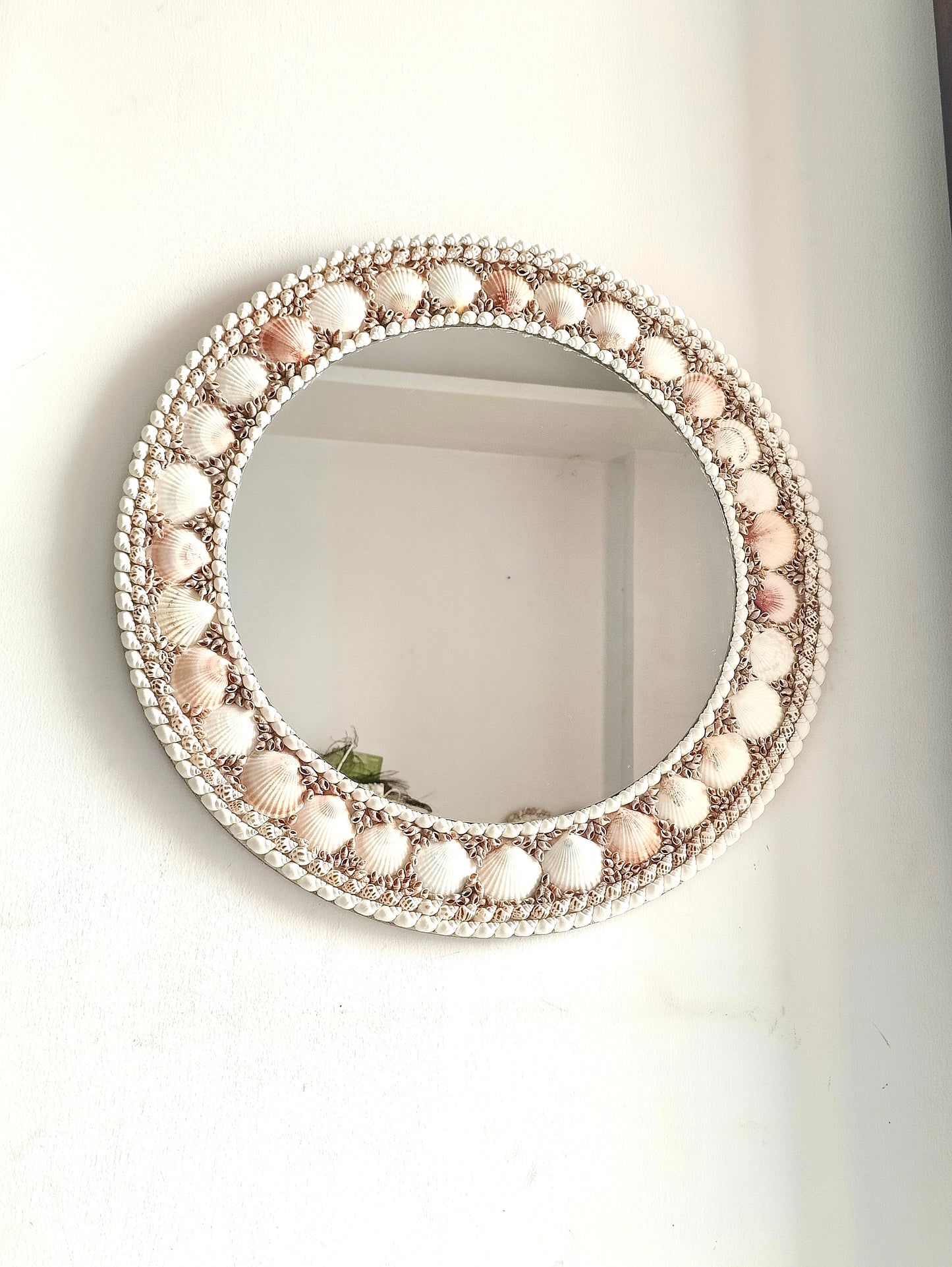 Coastal Charm Handcrafted Shell Mirror – Round Wall Decor 2ft - Shellkrafts