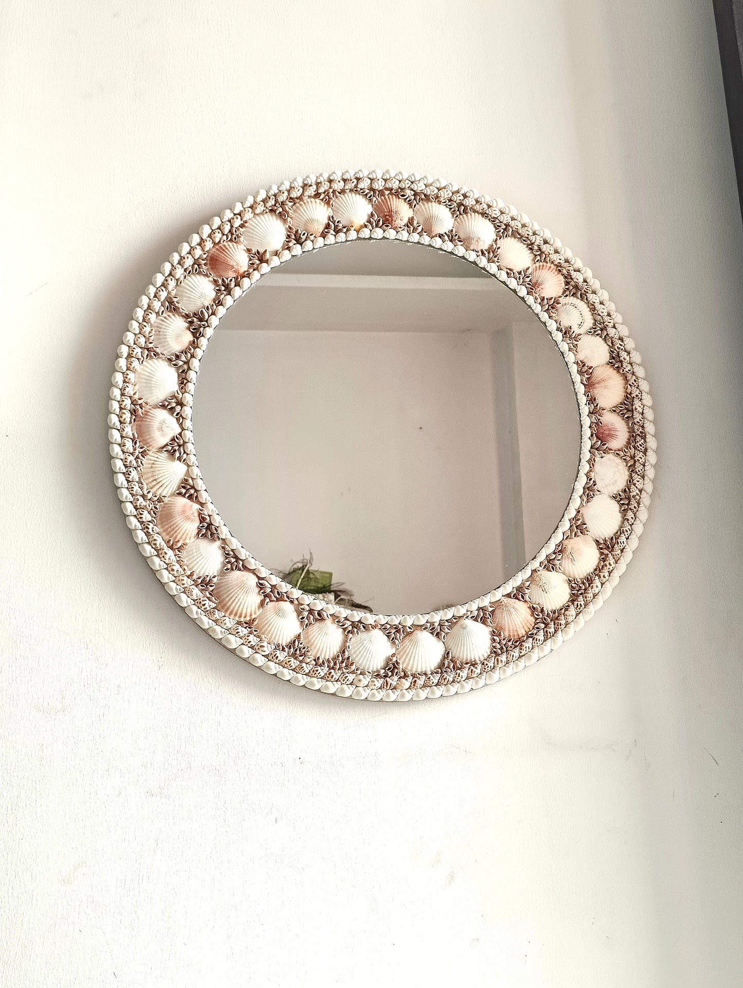 Coastal Charm Handcrafted Shell Mirror – Round Wall Decor 2ft - Shellkrafts