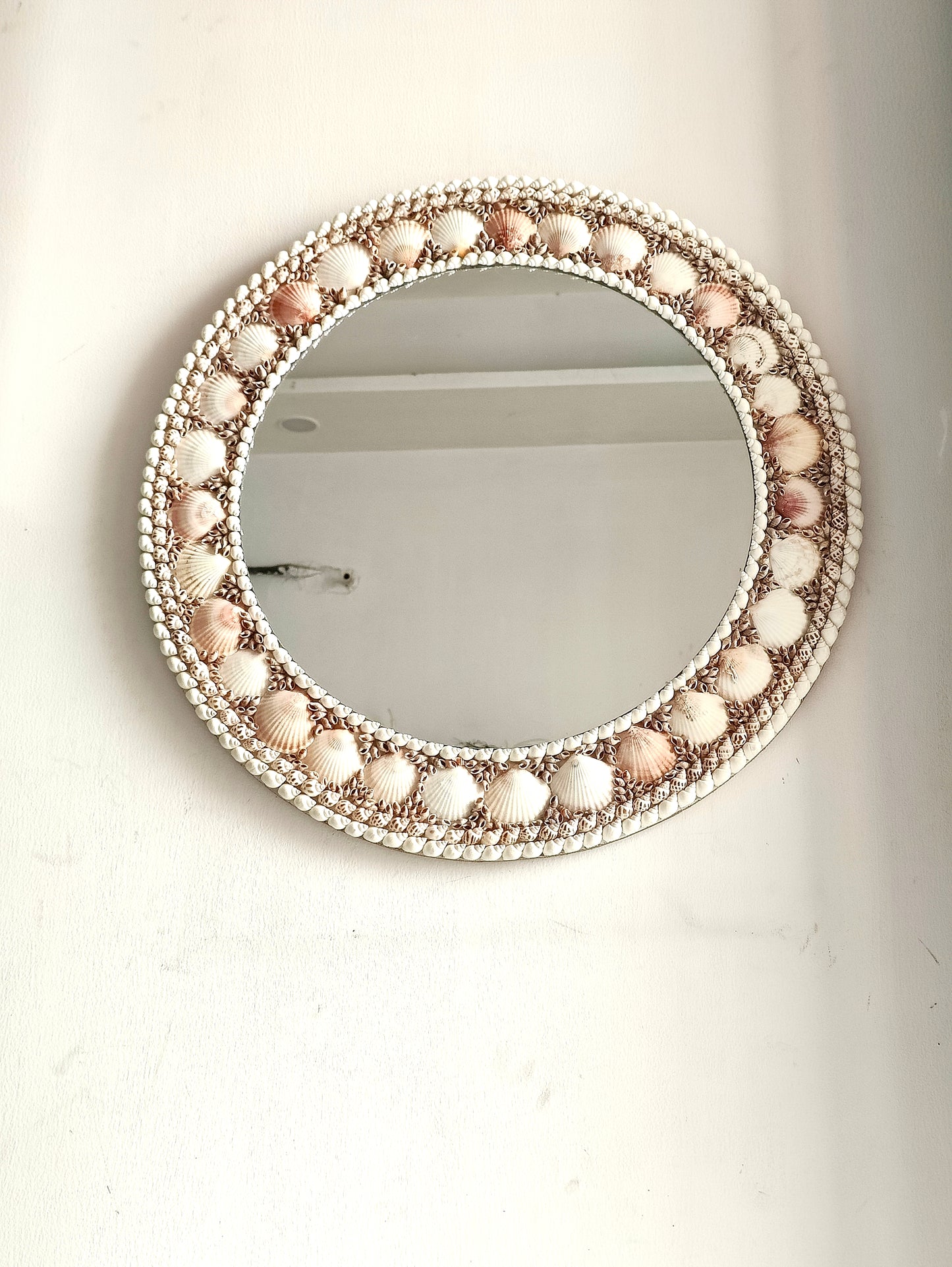 Coastal Charm Handcrafted Shell Mirror – Round Wall Decor 2ft - Shellkrafts