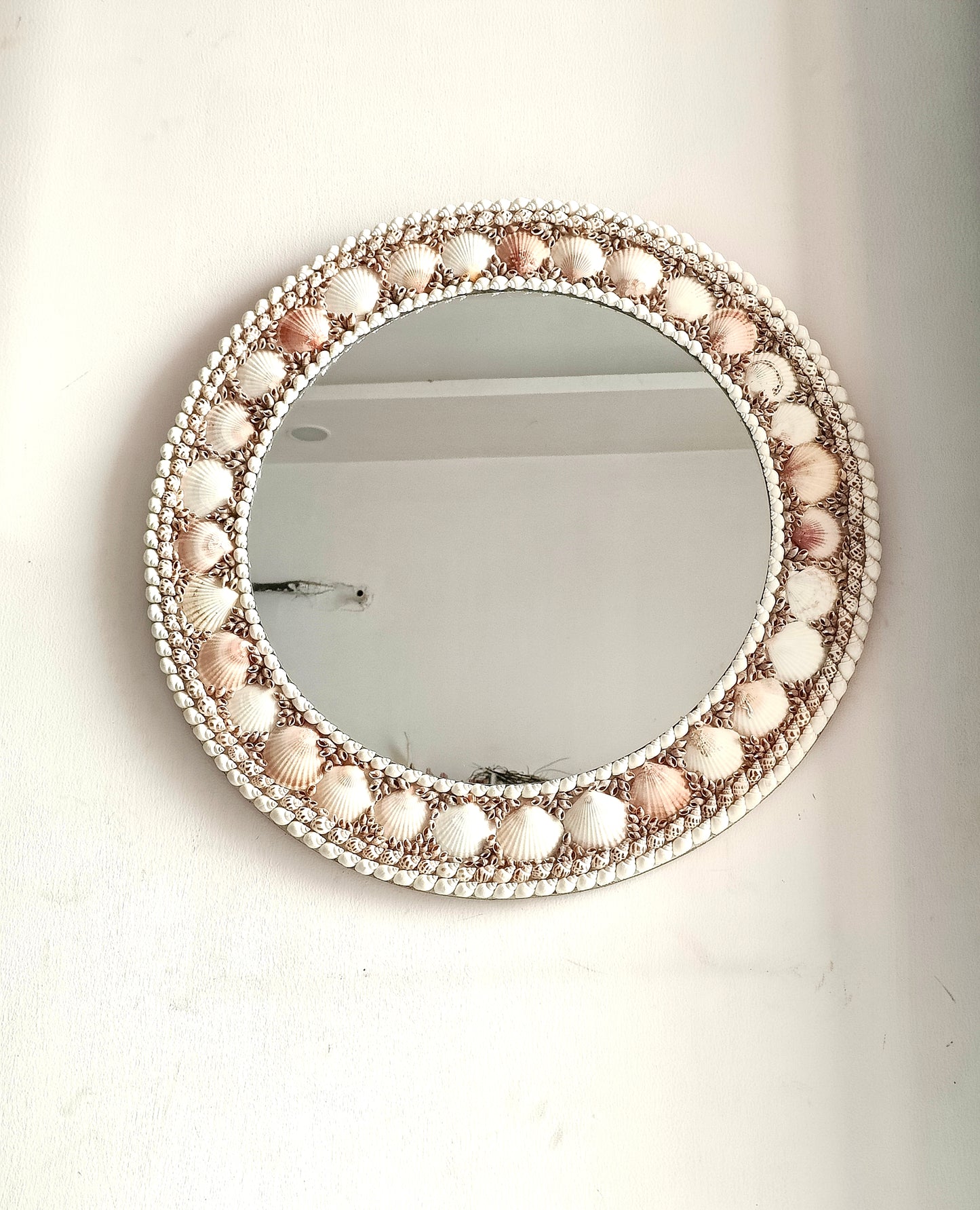 Coastal Charm Handcrafted Shell Mirror – Round Wall Decor 2ft - Shellkrafts