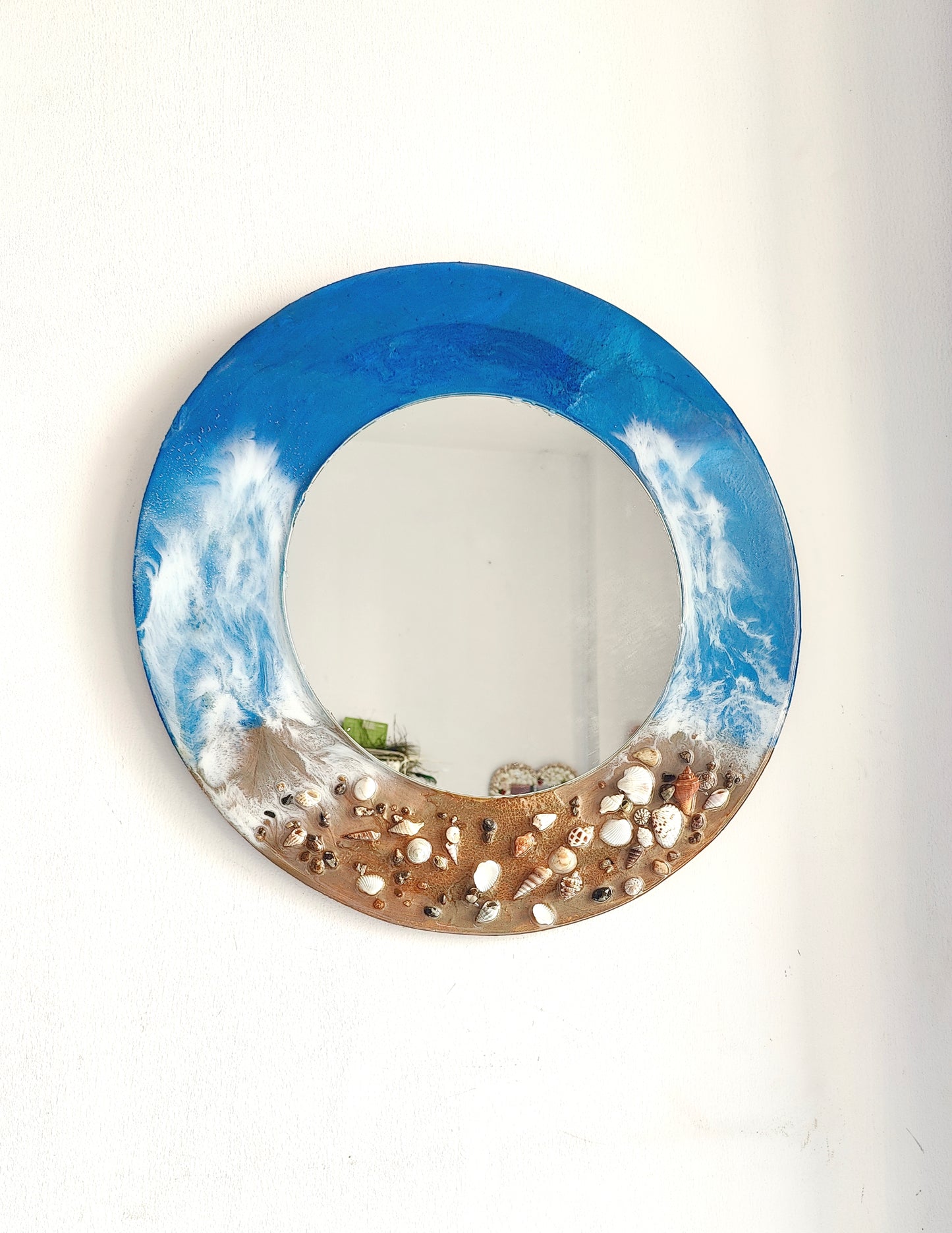 Coastal Wave Seashell Wall Mirror – Handcrafted Ocean-Inspired Decor 20inch - Shellkrafts