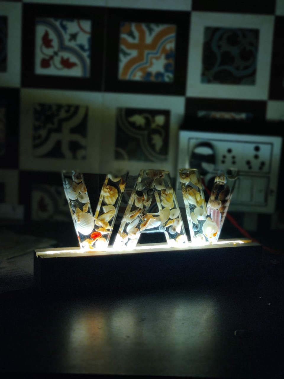 Personalized Seashell Resin LED Couple Alphabet with Names
