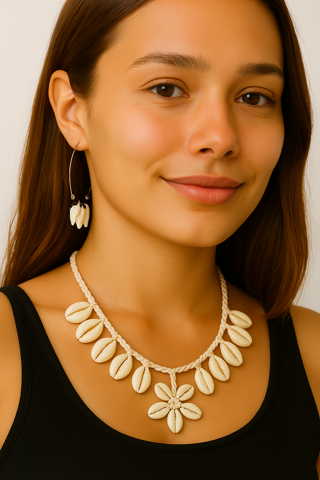 Handmade Floral Cowry Shell Necklace – Boho Ocean Jewelry with Dainty Blossoms & Natural Shell - Shellkrafts