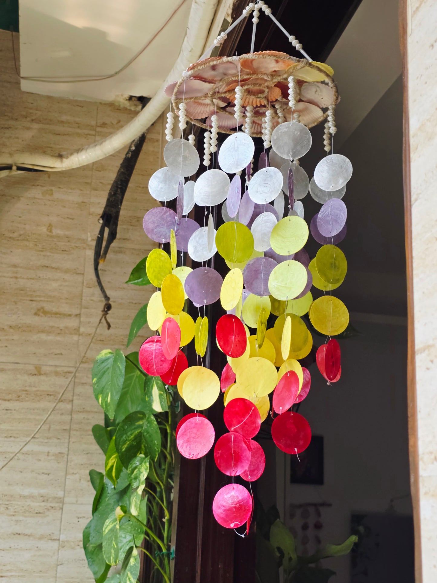 Bohemian Capiz Shell Wind Chime – Multicolor windchime for Balcony & Home Décor - Shellkrafts