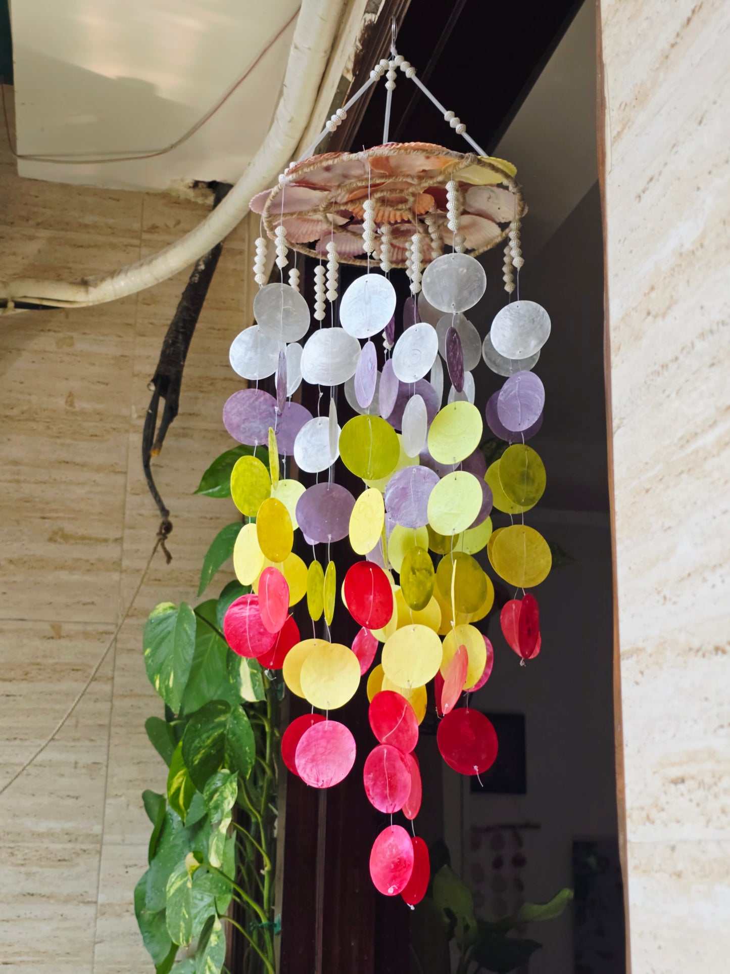 Bohemian Capiz Shell Wind Chime – Multicolor windchime for Balcony & Home Décor - Shellkrafts