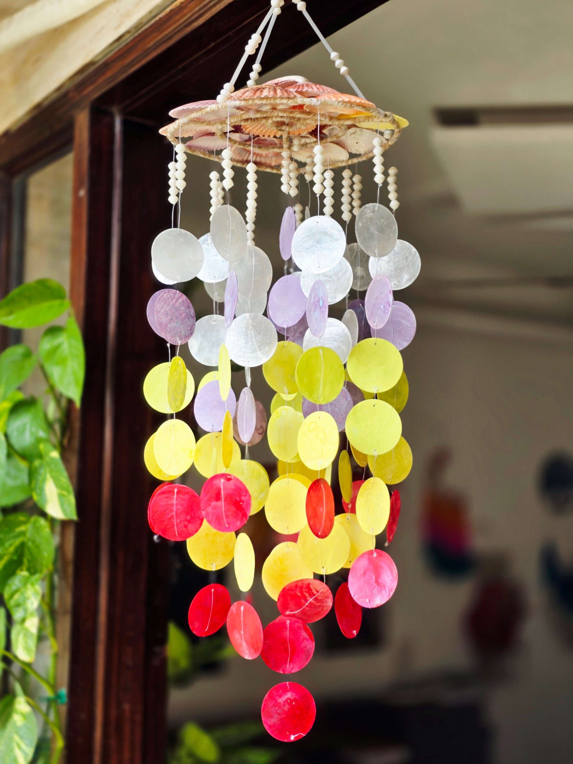 Bohemian Capiz Shell Wind Chime – Multicolor windchime for Balcony & Home Décor - Shellkrafts