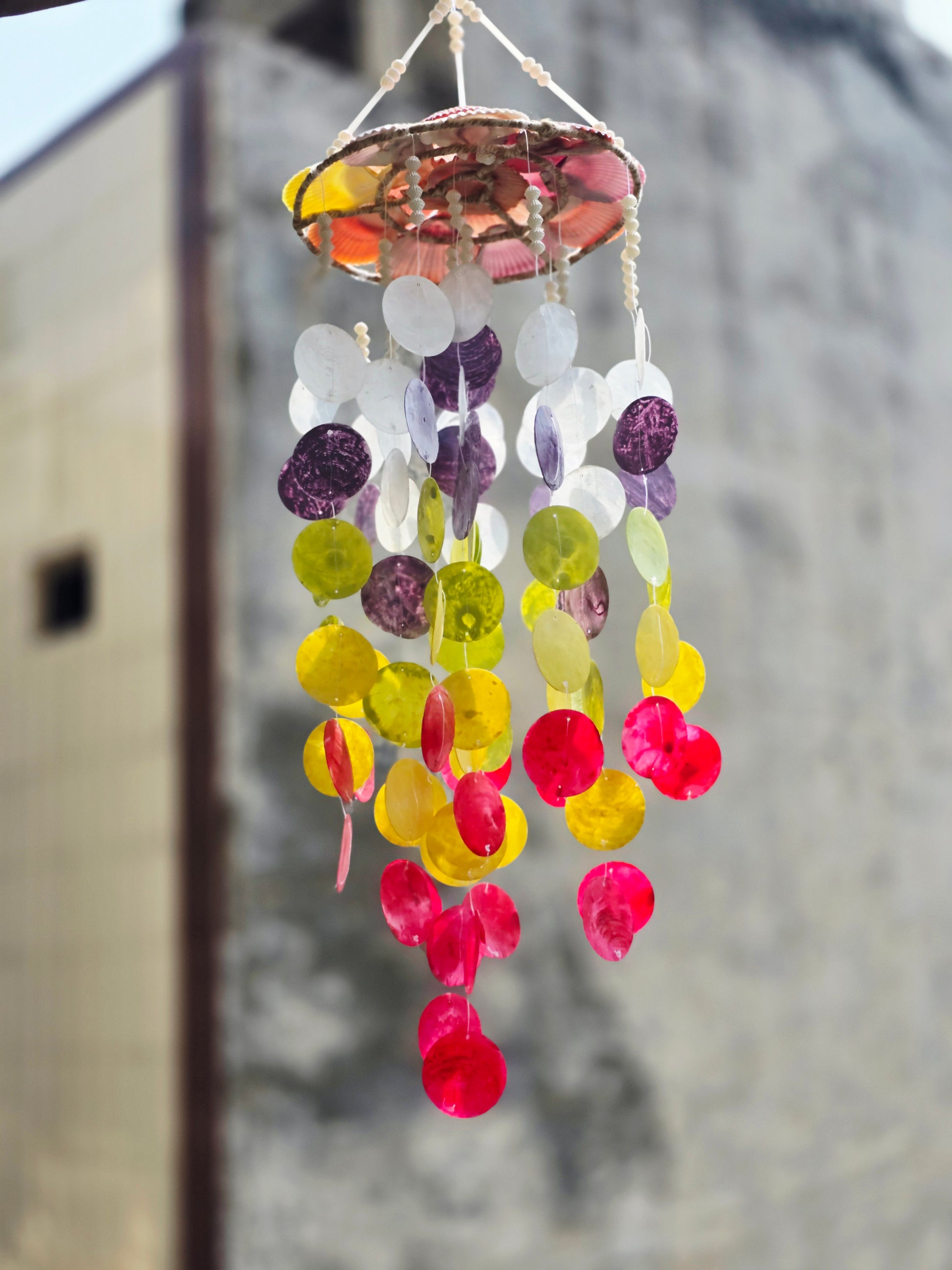 Bohemian Capiz Shell Wind Chime – Multicolor windchime for Balcony & Home Décor - Shellkrafts