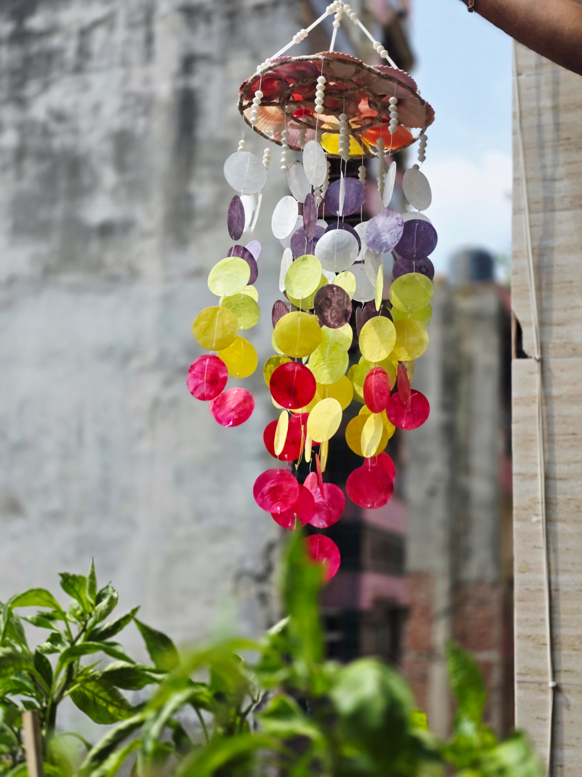 Bohemian Capiz Shell Wind Chime – Multicolor windchime for Balcony & Home Décor - Shellkrafts