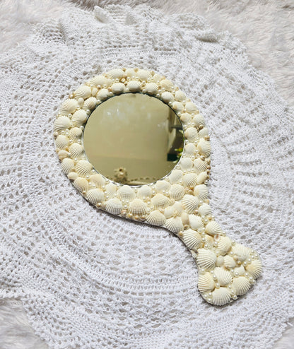 Seashell Decorative Hand Mirror – Coastal Pearl Shell Vanity Mirror - Shellkrafts