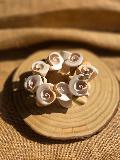 Natural Sea Shell Spiral Bracelet|Beach-Inspired Boho Jewelry - Shellkrafts
