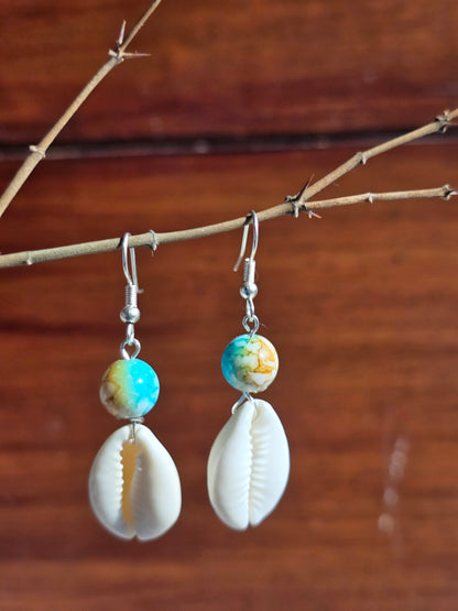 Crystal Ocean Blue Bead Drop Earrings - Shellkrafts