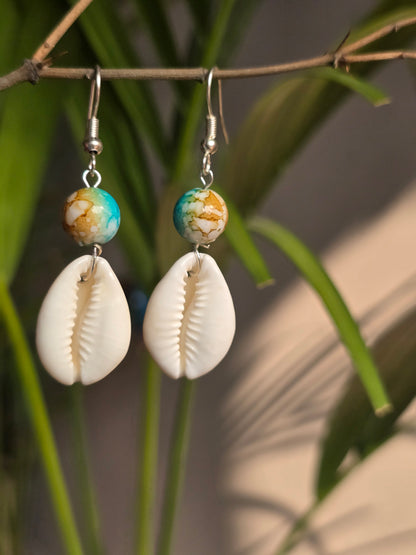 Crystal Ocean Blue Bead Drop Earrings - Shellkrafts