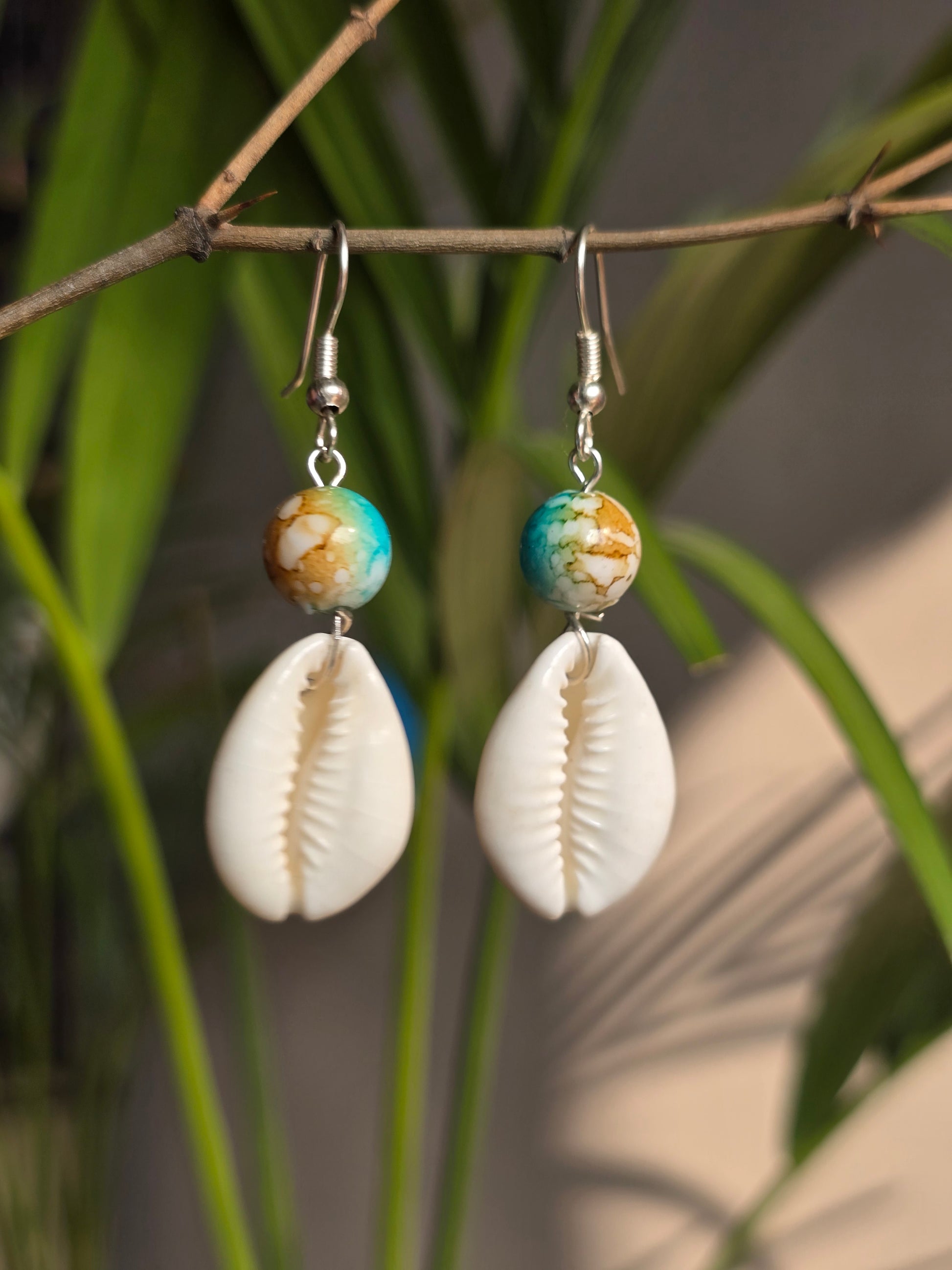 Crystal Ocean Blue Bead Drop Earrings - Shellkrafts