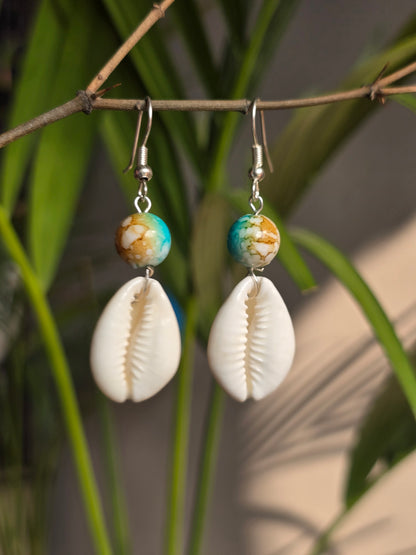 Crystal Ocean Blue Bead Drop Earrings - Shellkrafts