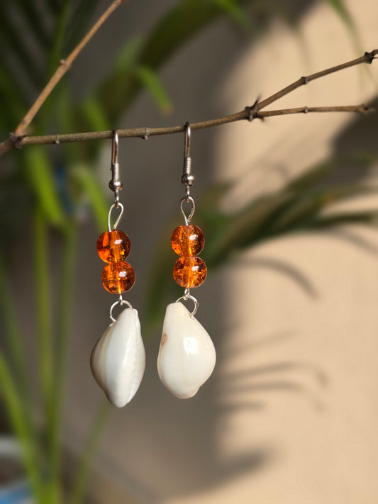 Crystal Orange Bead Drop Earrings